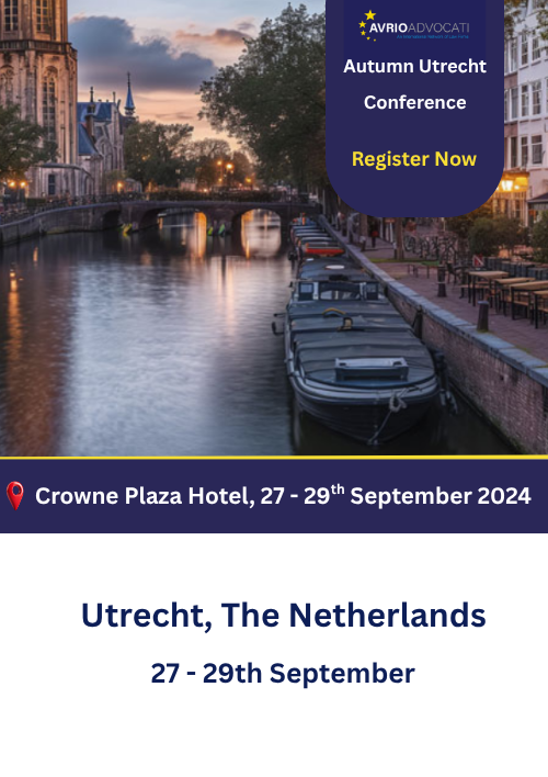 Photo of canal in Utrecht with dates of Avrio Advocati conference