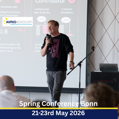 Mr Einacker speaks to Avrio Advocati Conference delegates